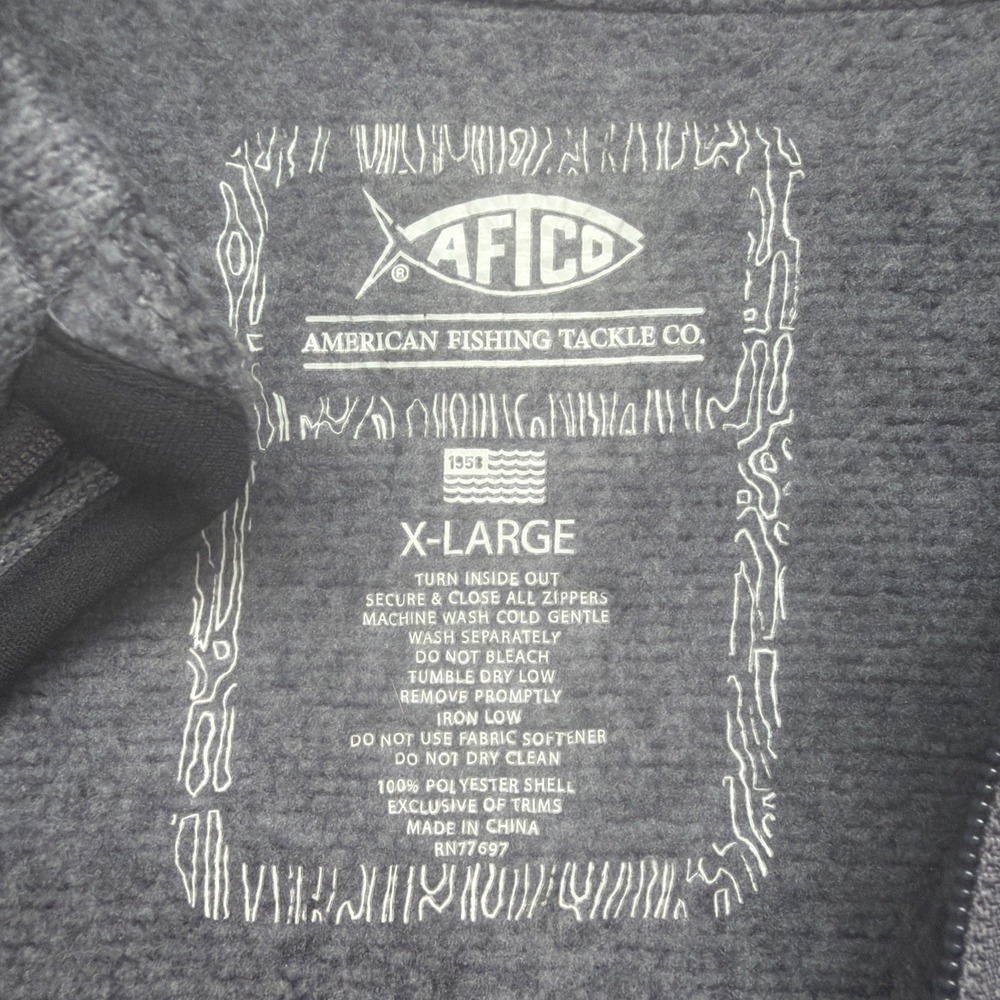 AFTCO AFTTECH Quarter Zip Pullover Mens XL Gray Heather Fishing Long Sleeve - Picture 3 of 8